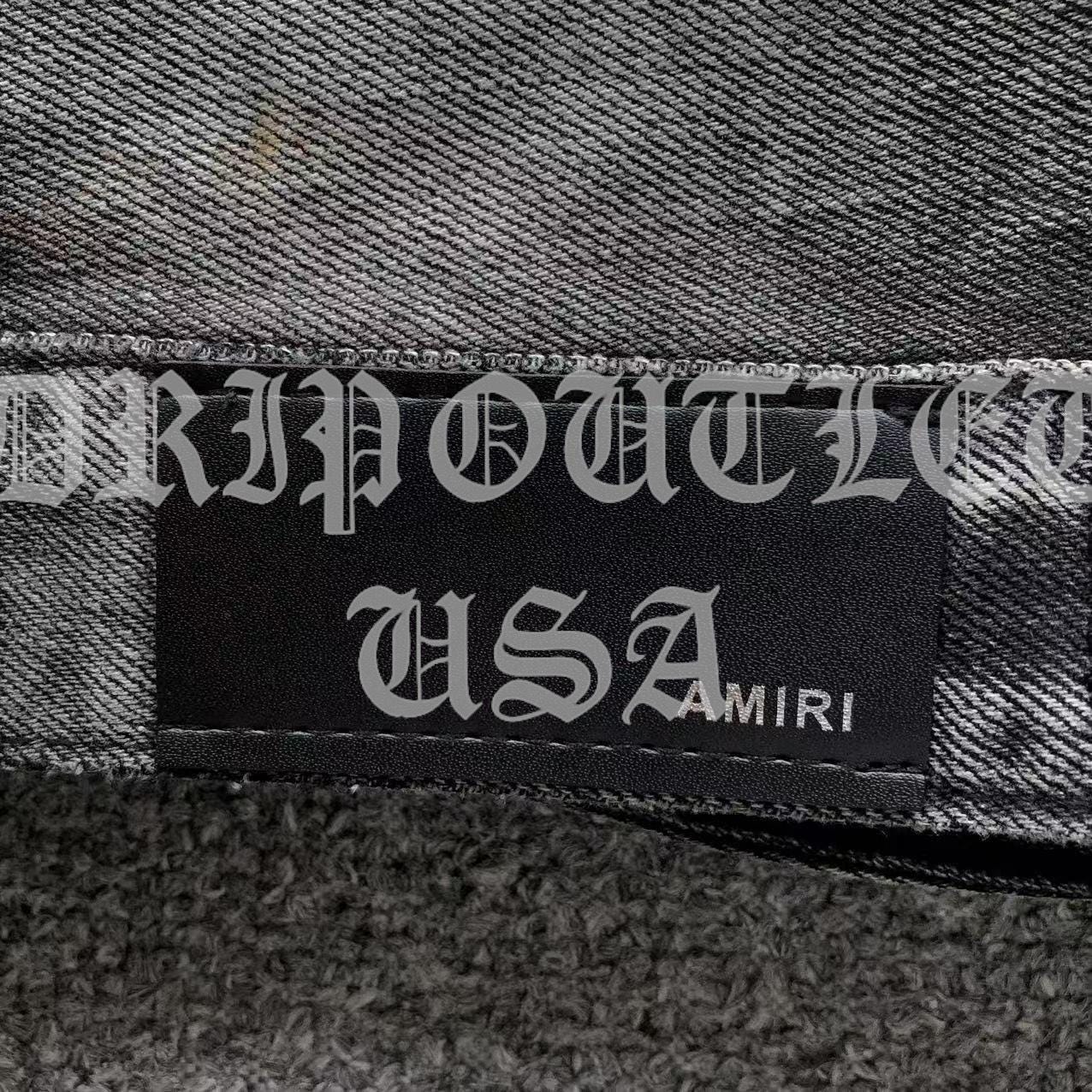 Amiri Gray Distressed Pocket Logo Skinny Jeans