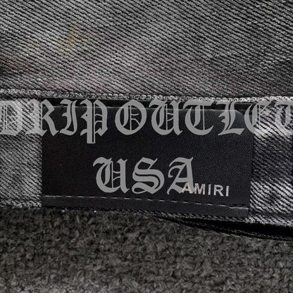 Amiri Gray Distressed Pocket Logo Skinny Jeans