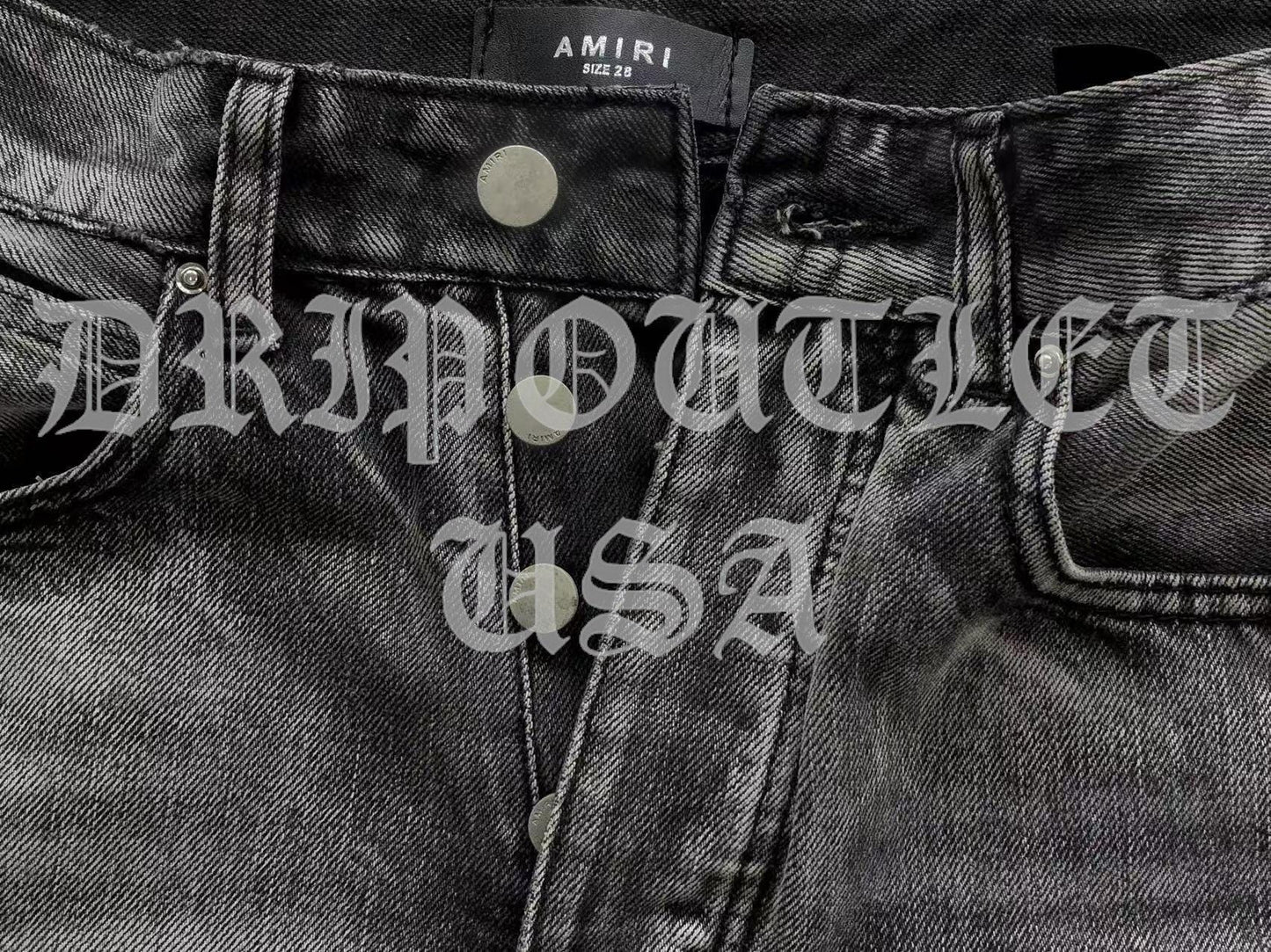 Amiri Gray Distressed Pocket Logo Skinny Jeans