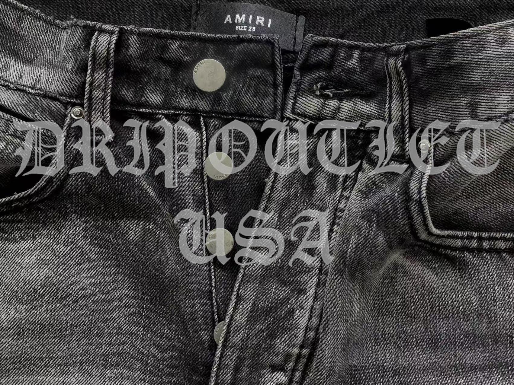 Amiri Gray Distressed Pocket Logo Skinny Jeans