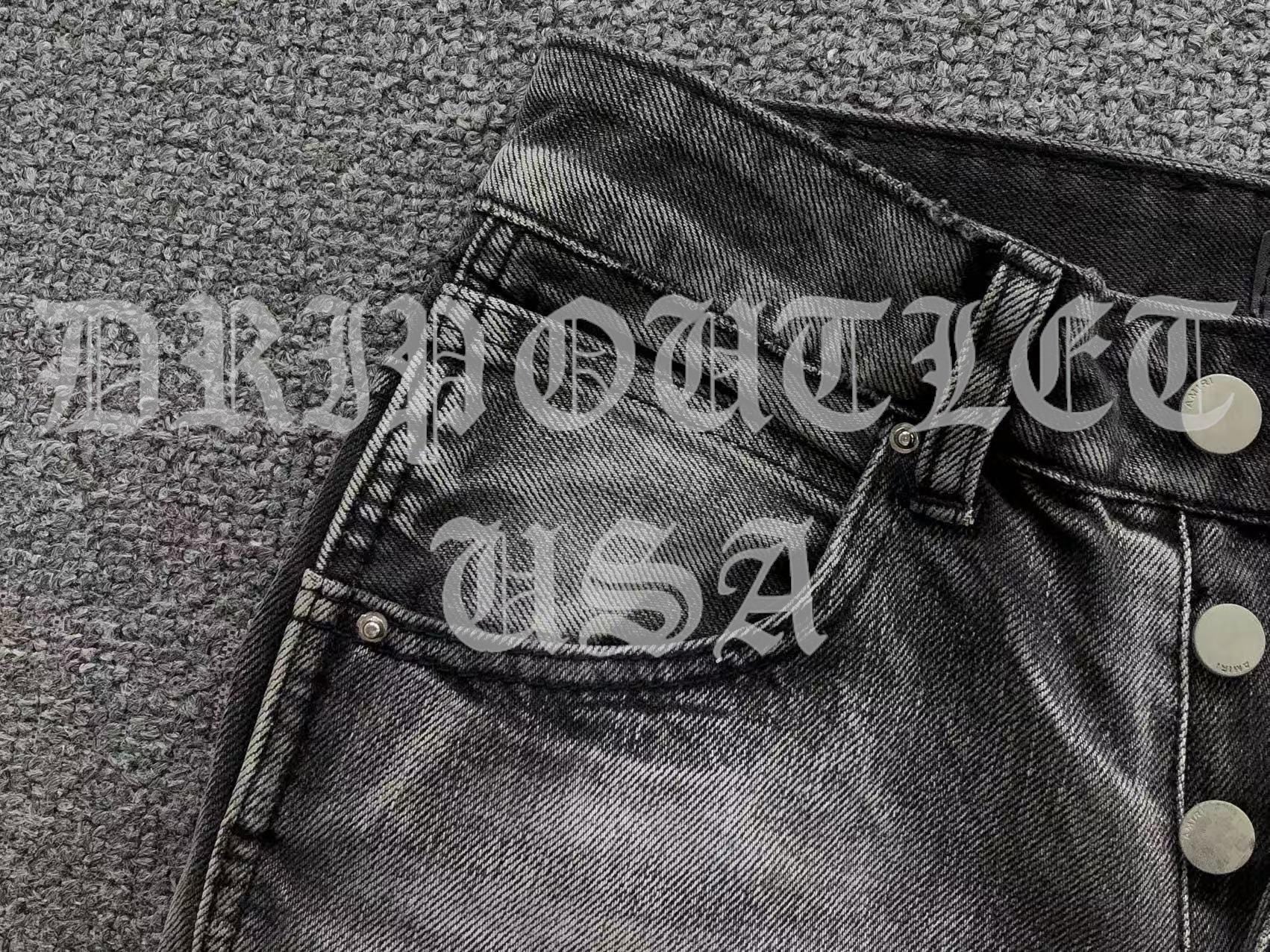 Amiri Gray Distressed Pocket Logo Skinny Jeans