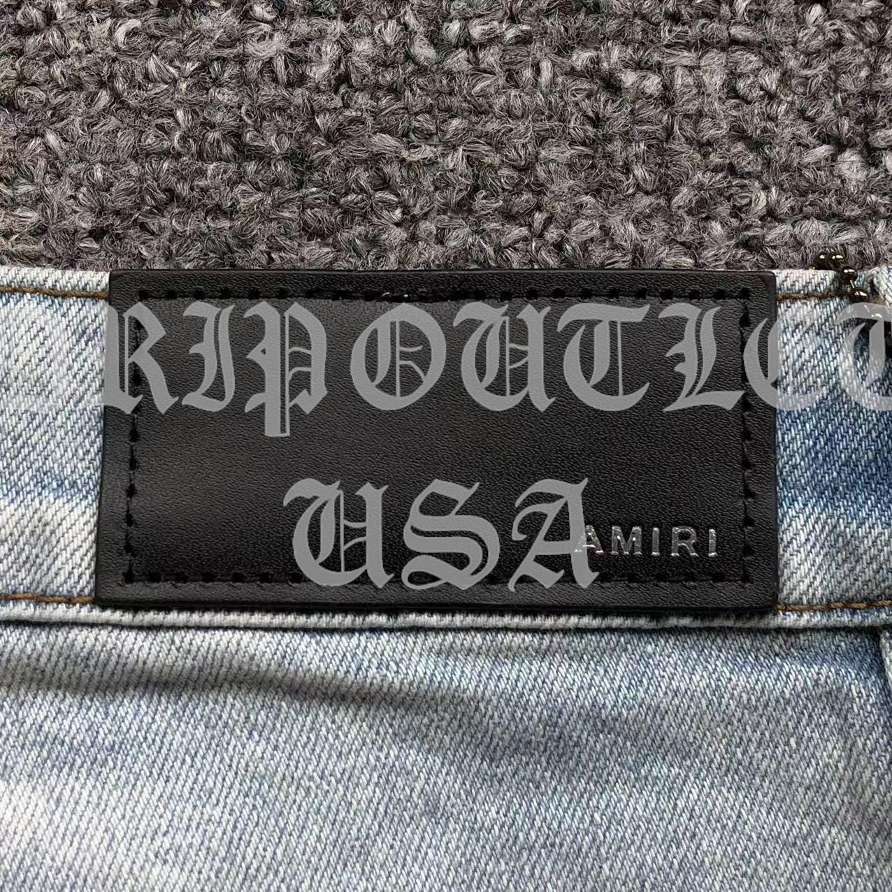Amiri Blue Bleached Distressed Logo Skinny Jeans