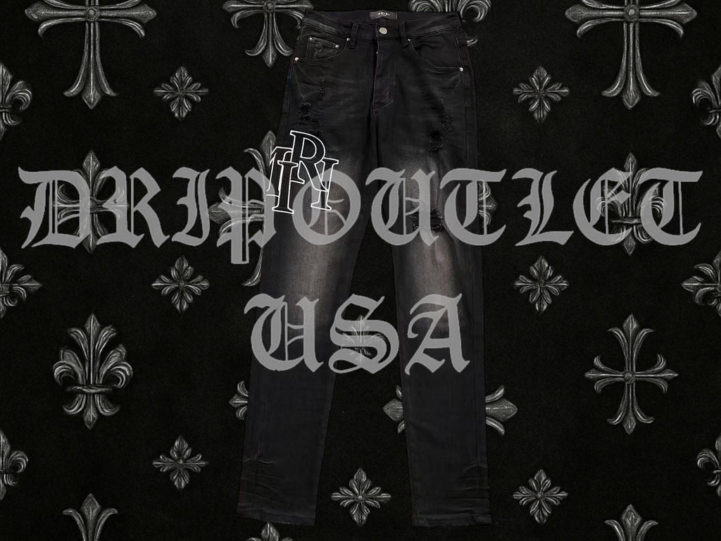 Amiri Black Distressed Logo Skinny Jeans