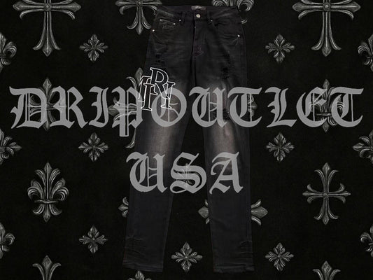 Amiri Black Distressed Logo Skinny Jeans