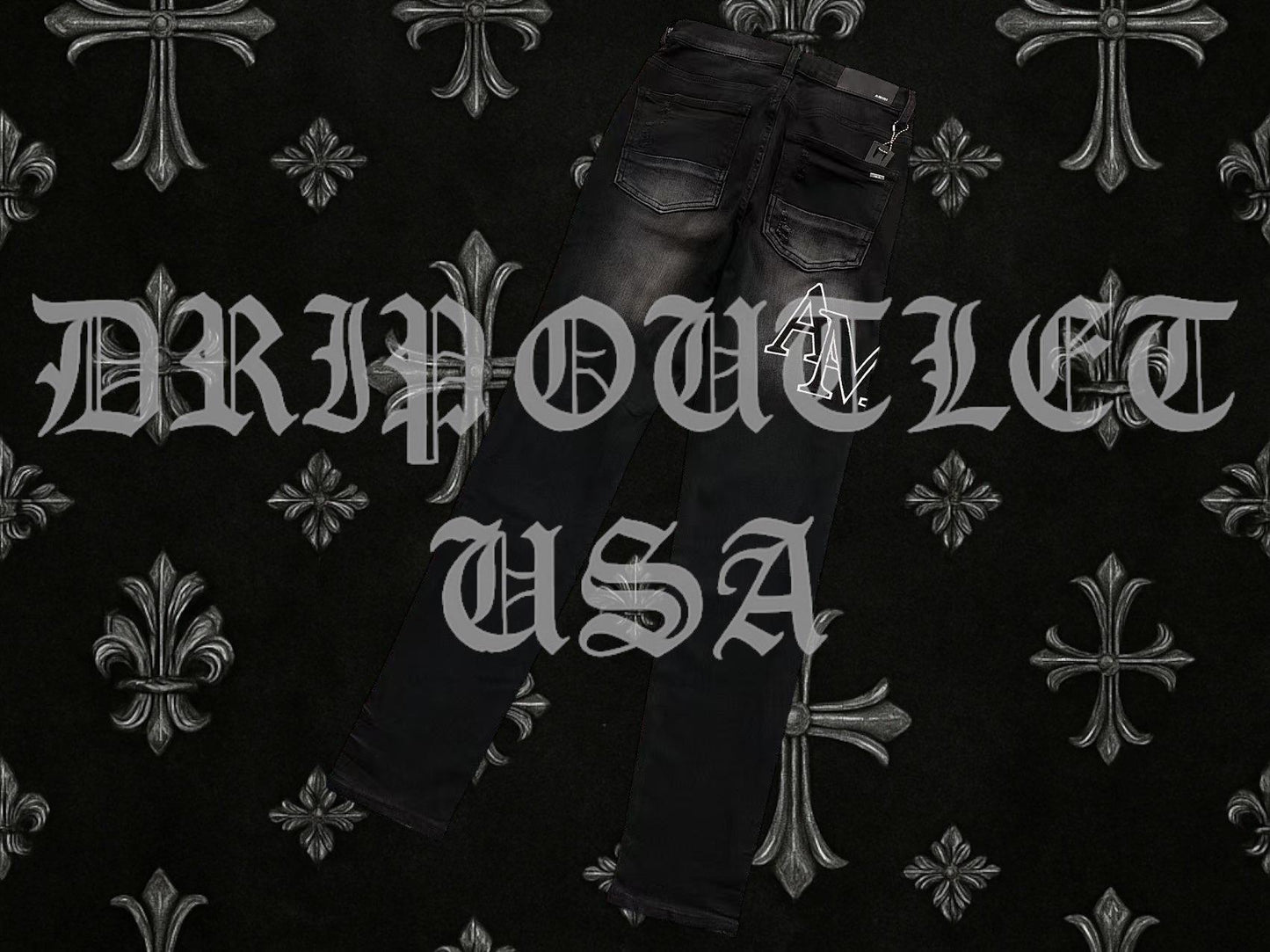 Amiri Black Distressed Logo Skinny Jeans