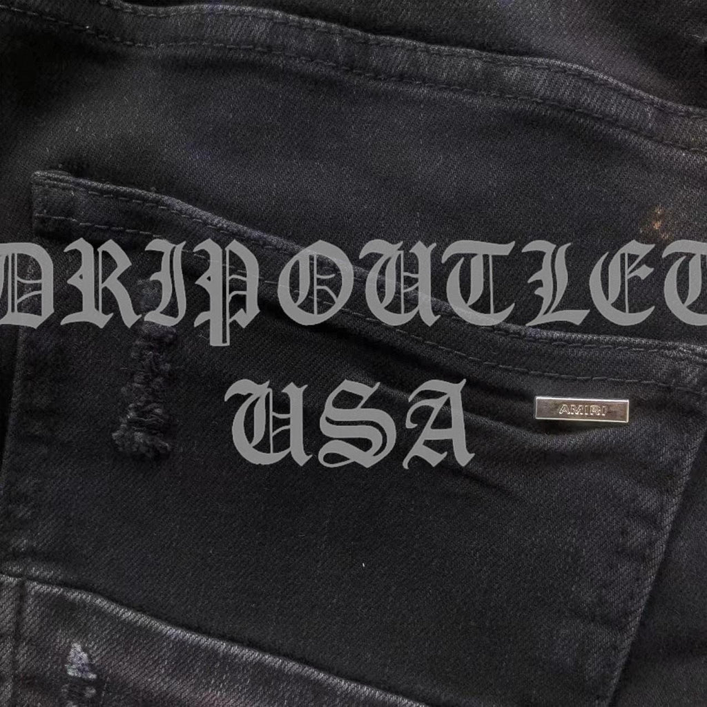 Amiri Black Distressed Logo Skinny Jeans