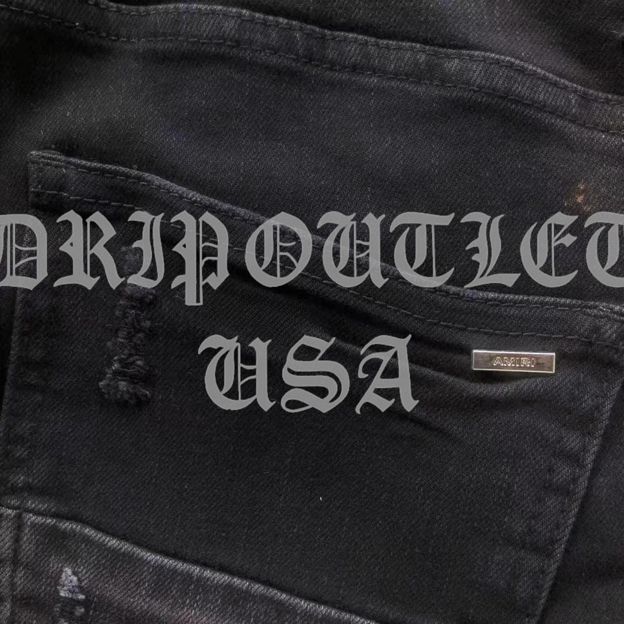 Amiri Black Distressed Logo Skinny Jeans