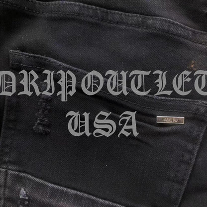 Amiri Black Distressed Logo Skinny Jeans
