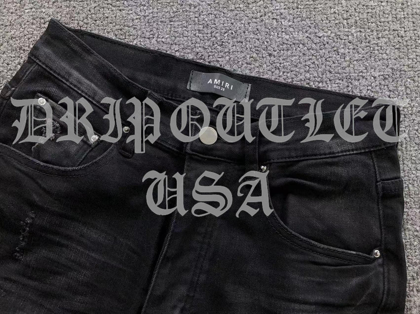 Amiri Black Distressed Logo Skinny Jeans