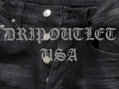 Amiri Black Distressed Logo Skinny Jeans