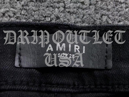 Amiri Black Distressed Logo Skinny Jeans