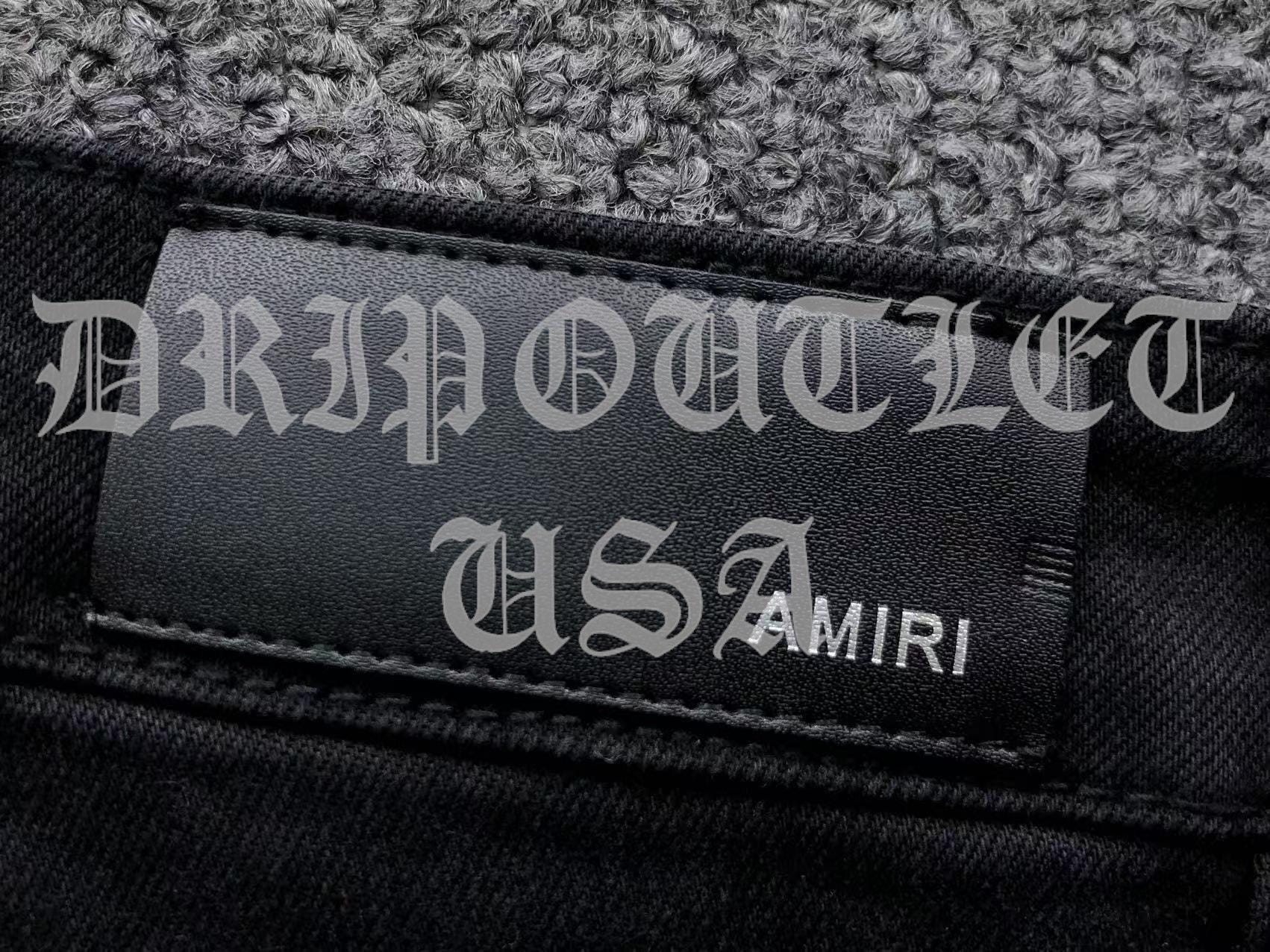 Amiri Red Patch Distressed Skinny Jeans