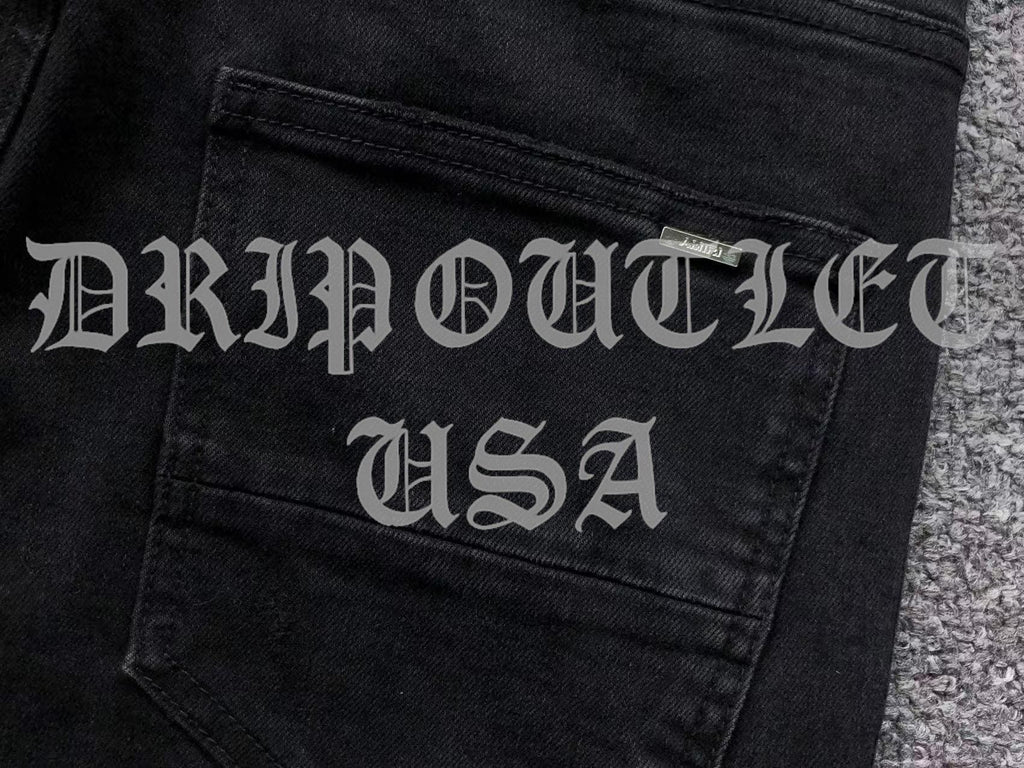 Amiri Red Patch Distressed Skinny Jeans