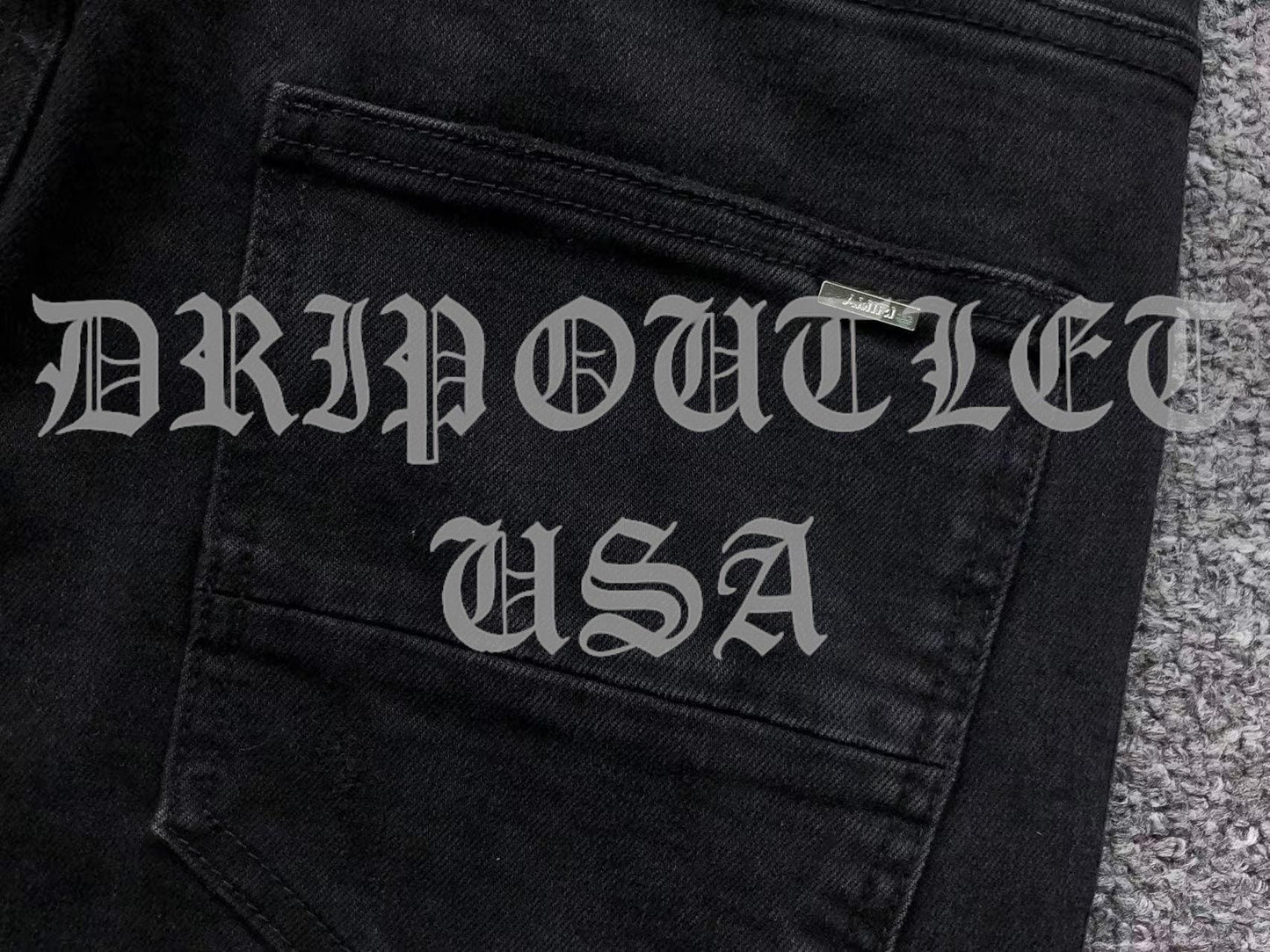 Amiri Red Patch Distressed Skinny Jeans