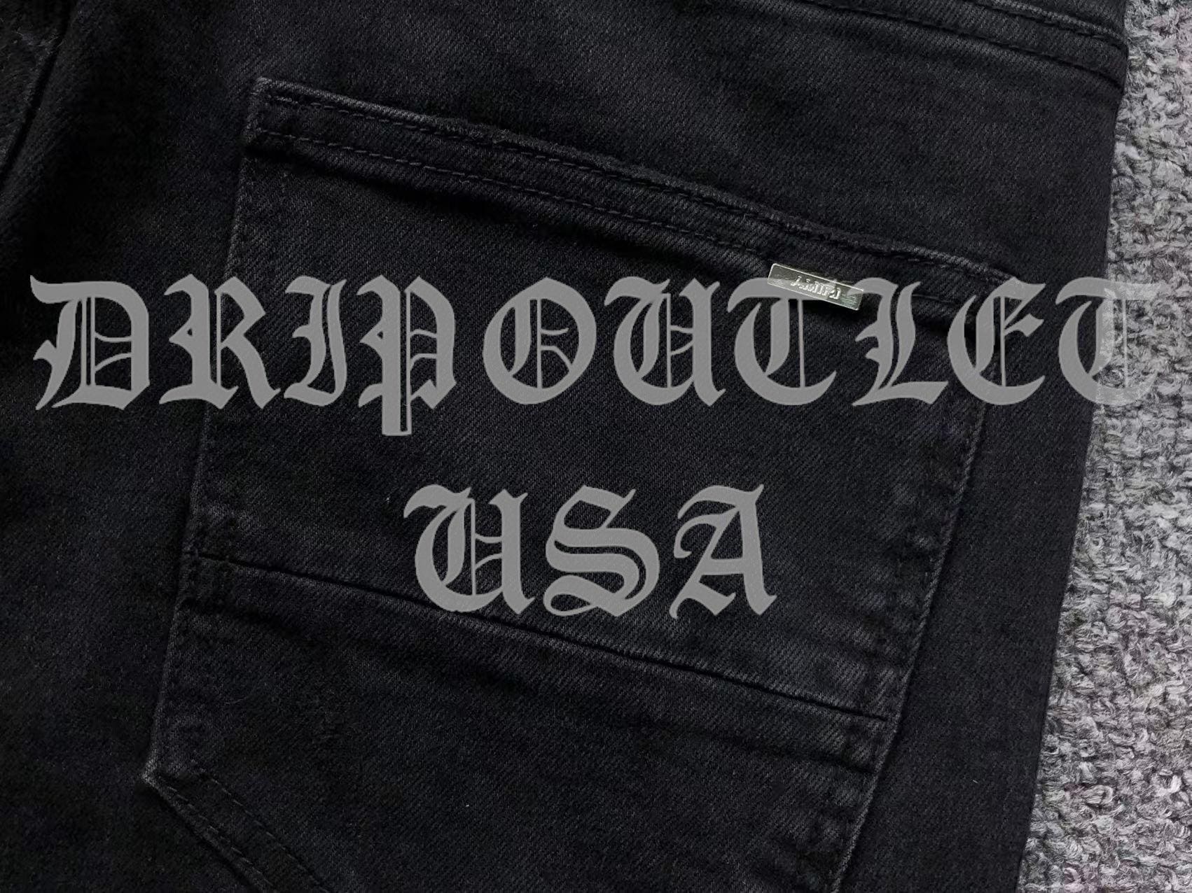 Amiri Red Patch Distressed Skinny Jeans