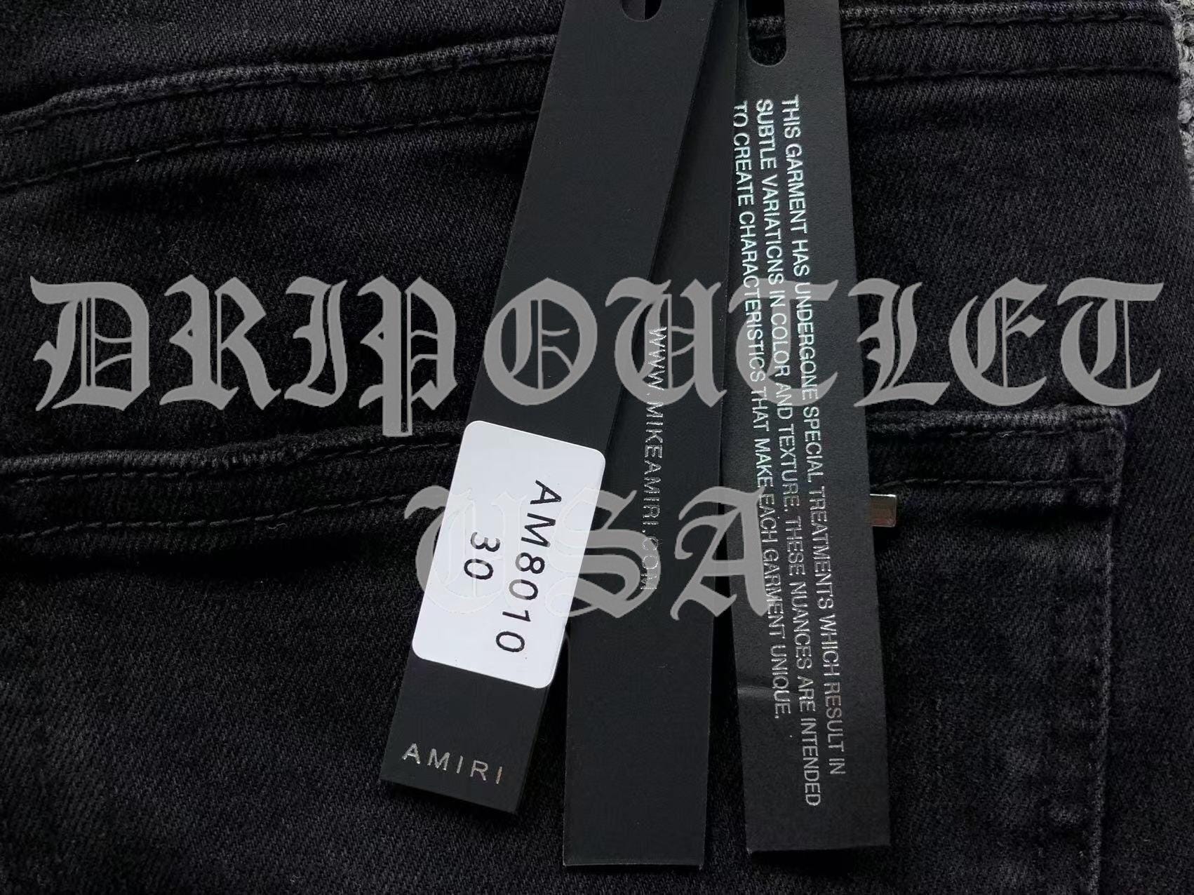 Amiri Red Patch Distressed Skinny Jeans