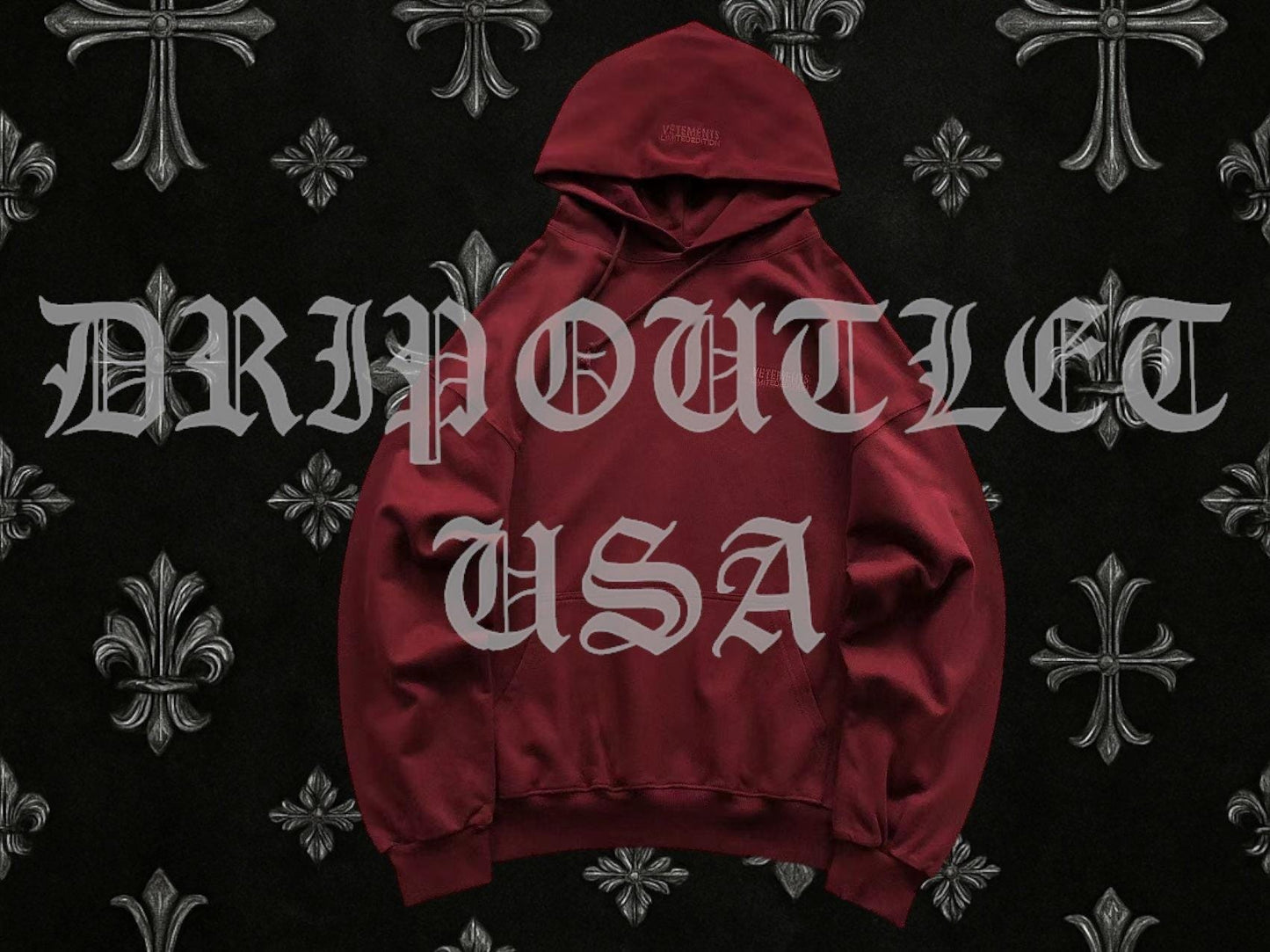 VETEMENTS "LIMITED EDITION" Embroidered Logo Hoodie - Maroon / Burgundy