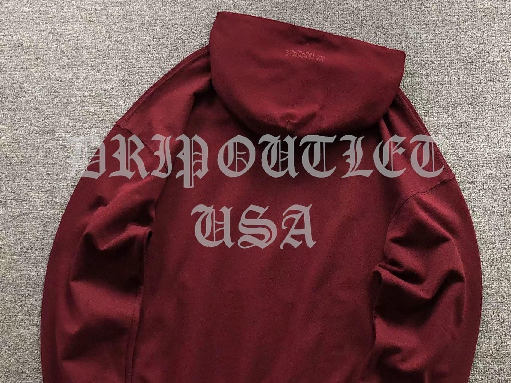 VETEMENTS "LIMITED EDITION" Embroidered Logo Hoodie - Maroon / Burgundy