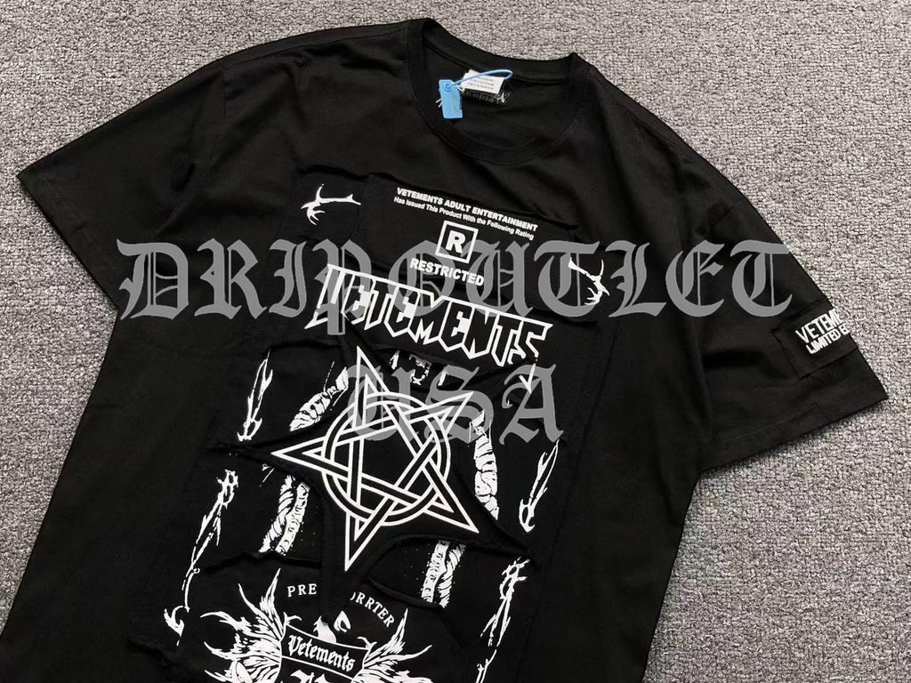 VENETEMENTS Occult Pentagram Satan Devil Tee-Shirt - Black