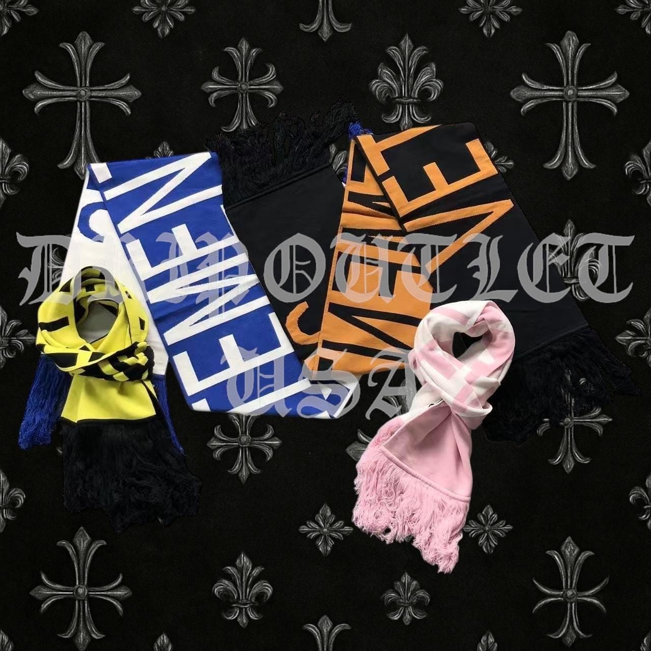 VETEMENTS "VETEMENTS" Scarf - Black / Blue / Pink / Yellow