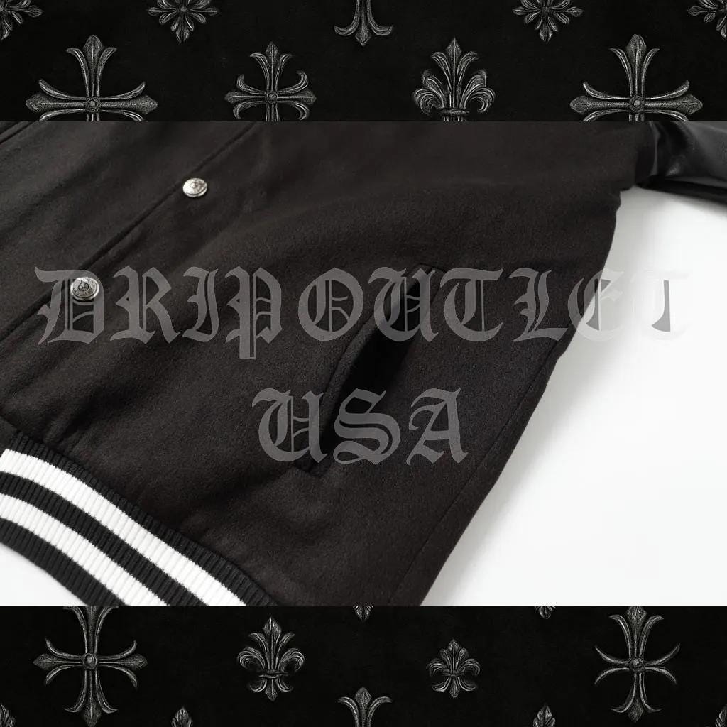 Chrome Hearts Pink Cross Leather Varsity Jacket