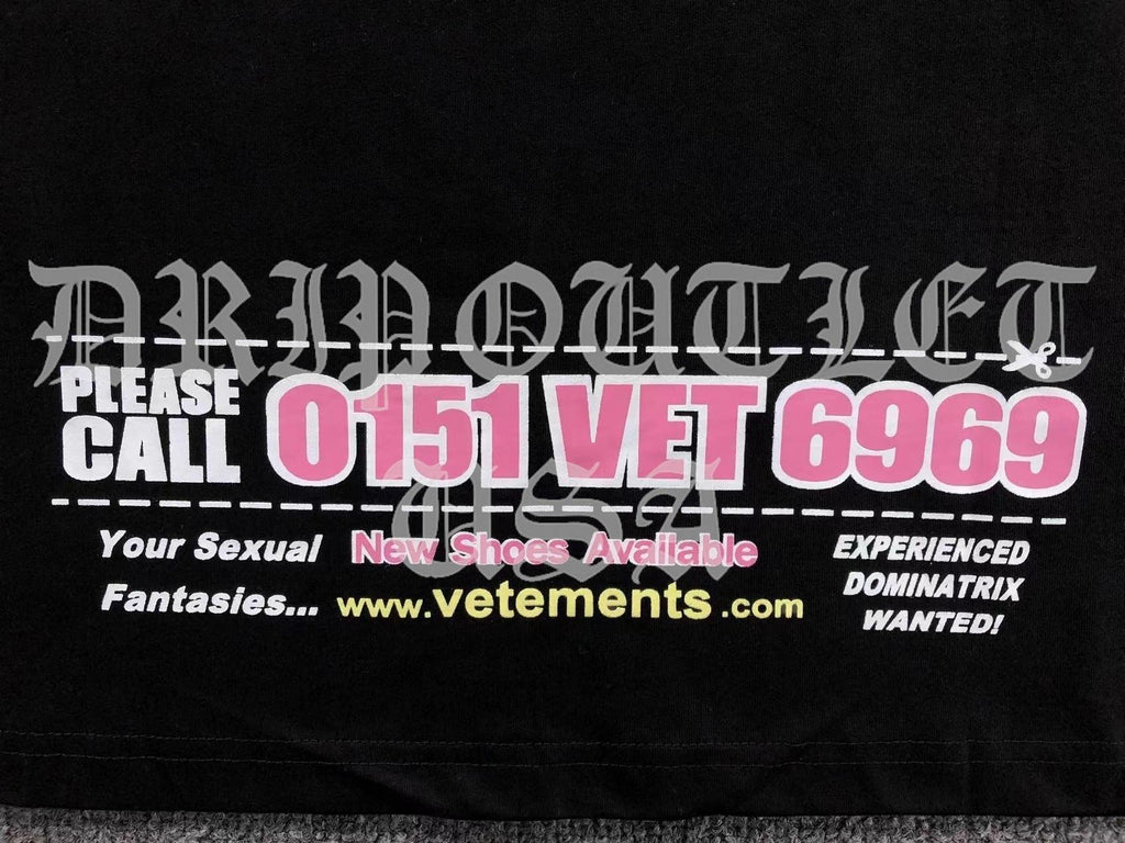 VETEMENTS "Dominatrix Hotline" Shirt - Black / Pink