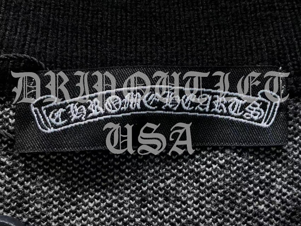 Chrome Hearts Knitted Neck Cross Logo Sweater - White / Black