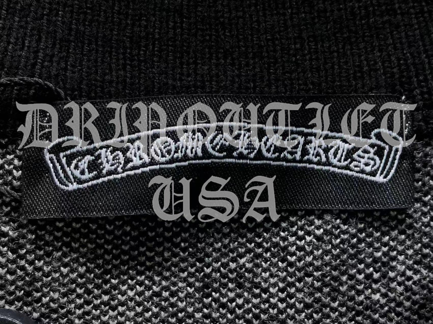 Chrome Hearts Knitted Neck Cross Logo Sweater - White / Black