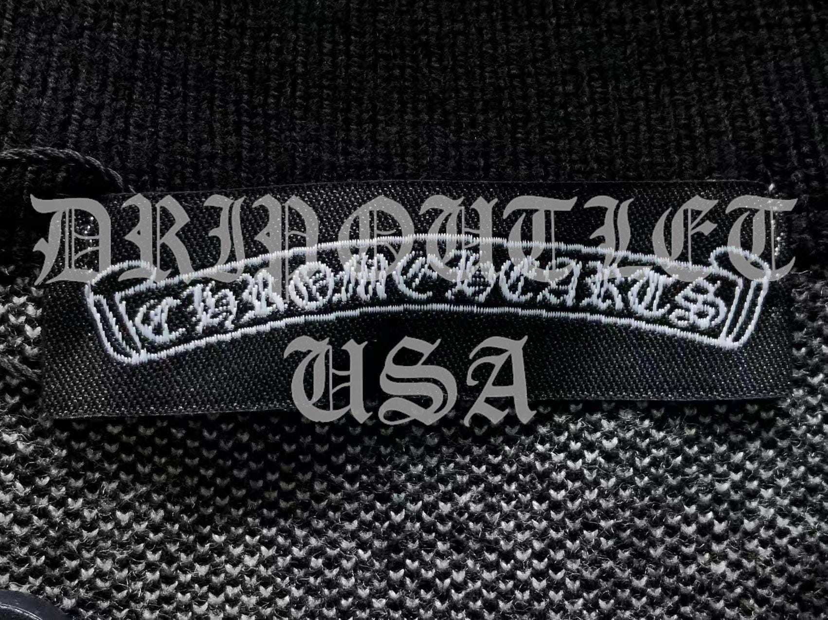 Chrome Hearts Knitted Neck Cross Logo Sweater - White / Black