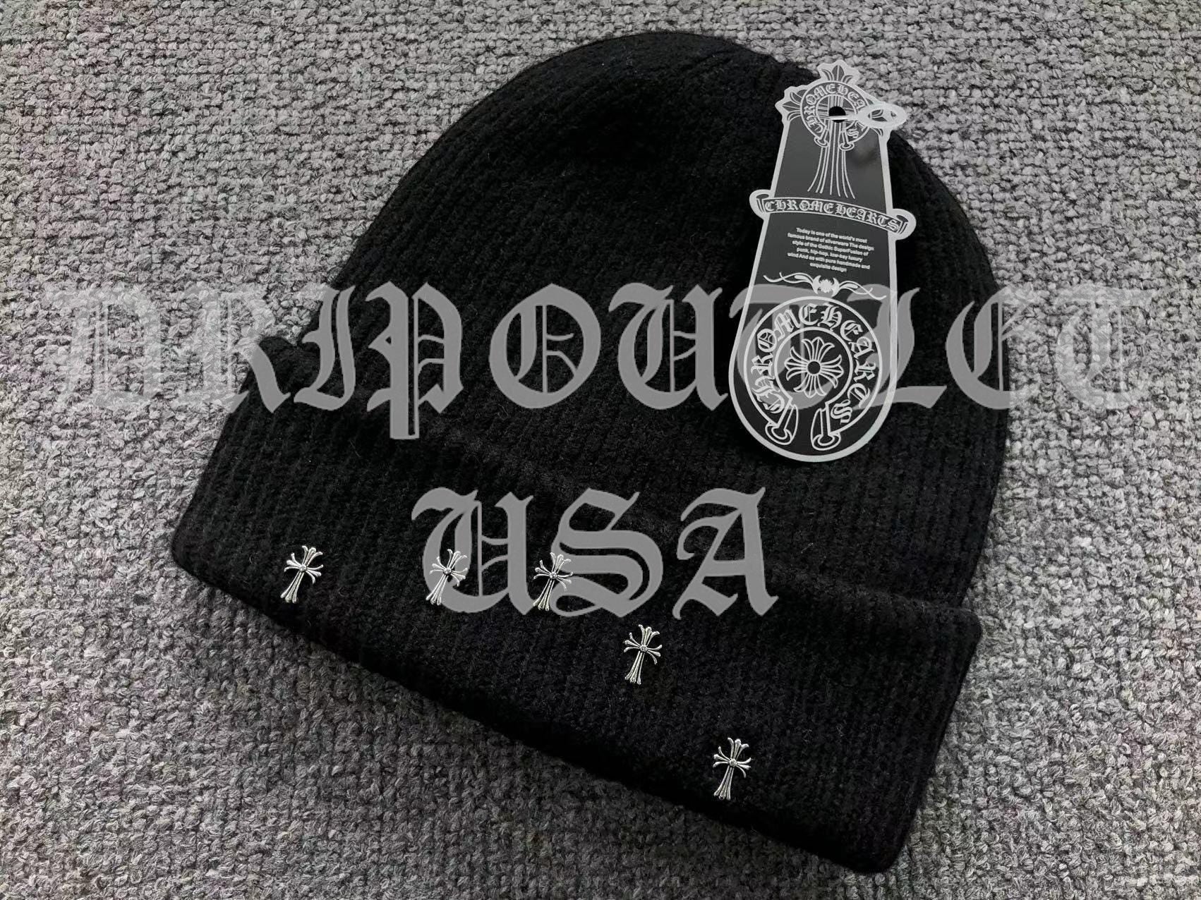Chrome Hearts Cross Beanie Cap - Black / Cream / Brown