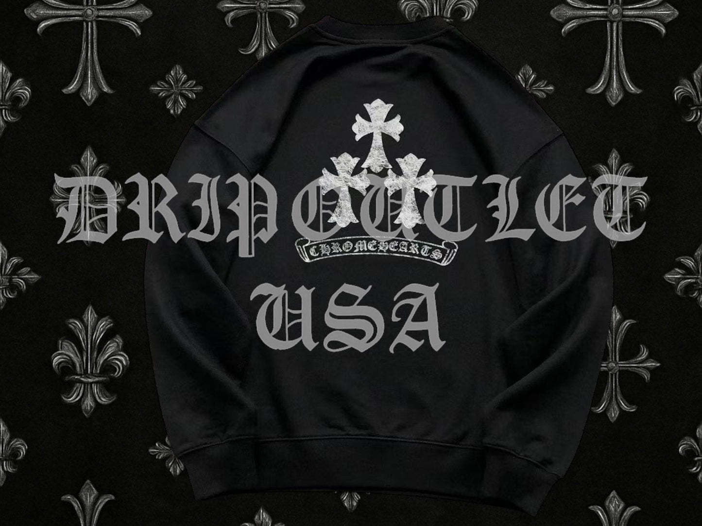 Chrome Hearts Triple Cross Long Sleeve T Shirt - Black / Red / White / Gray