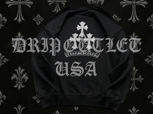 Chrome Hearts Triple Cross Long Sleeve T Shirt - Black / Red / White / Gray