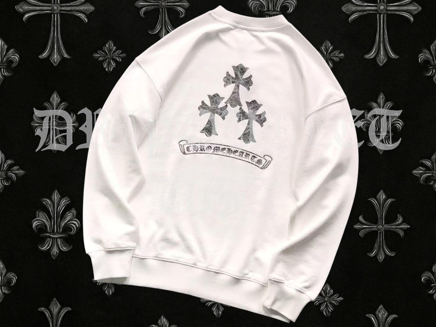 Chrome Hearts Triple Cross Long Sleeve T Shirt - Black / Red / White / Gray