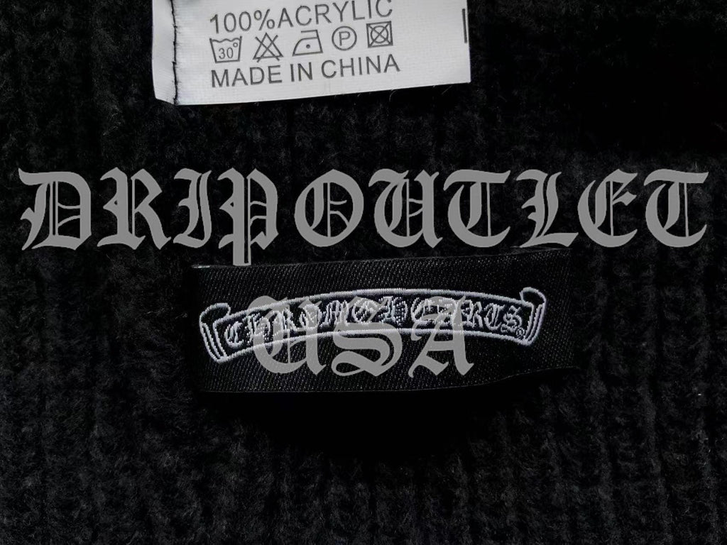 Chrome Hearts Leather Cross Beanie Cap - Cream / Gray / Beige / Green / Black