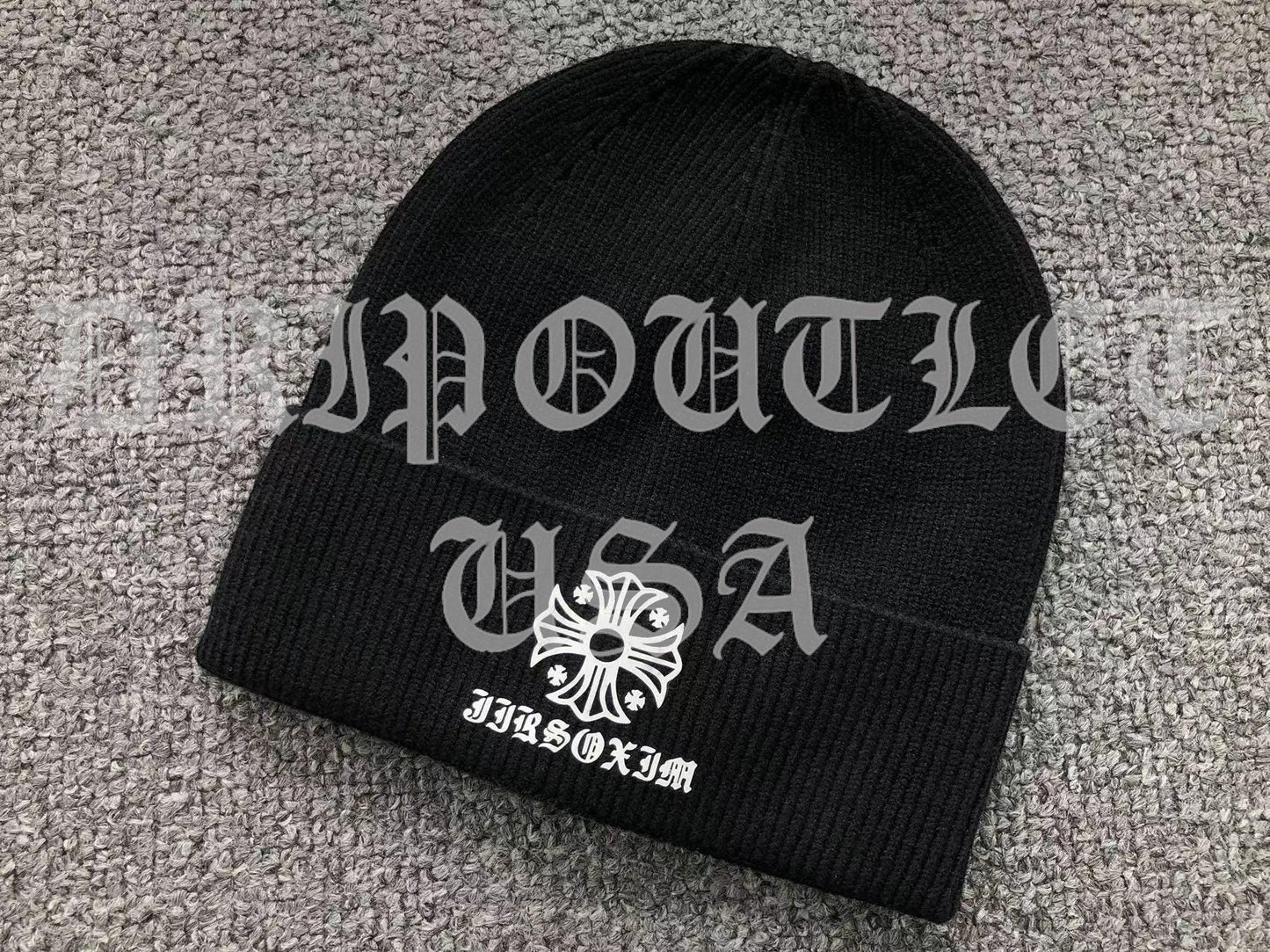 Chrome Hearts Logo Beanie Cap - Black / Gray / Cream / Brown / Navy