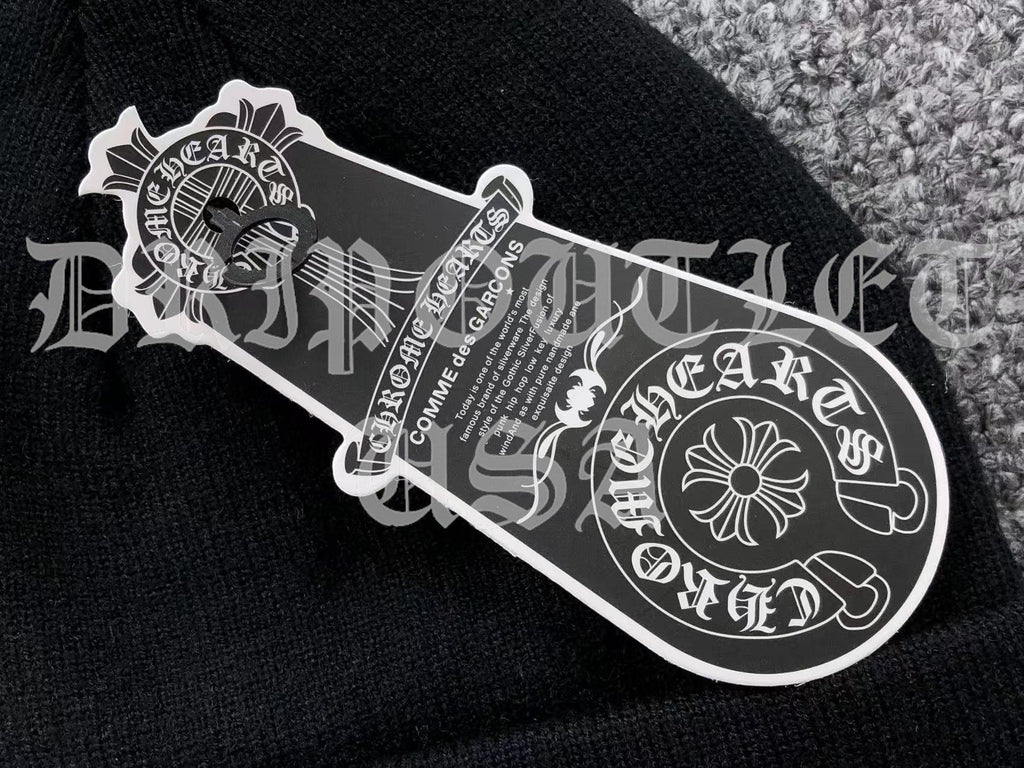 Chrome Hearts "Chrome Hearts" Logo Beanie Cap - White / Red / Gray / Black