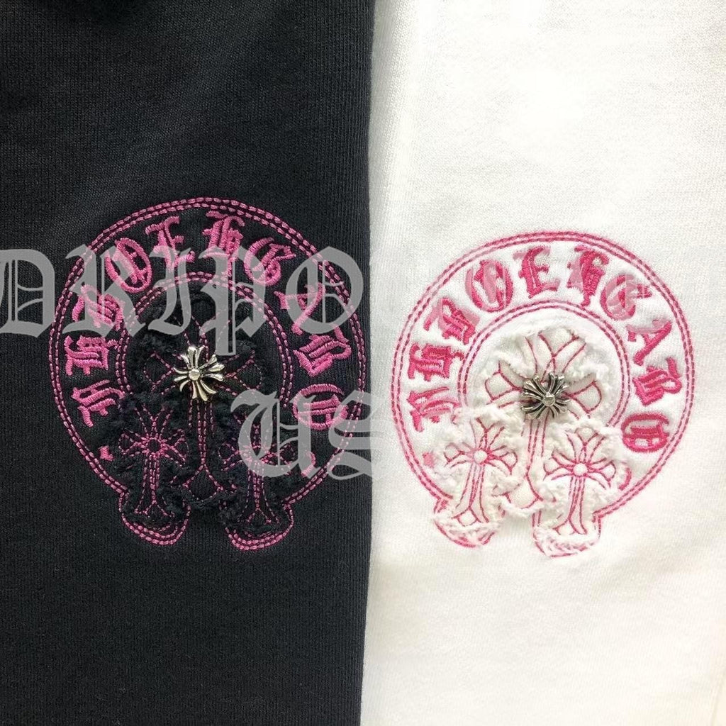 Chrome Hearts CH Logo Shorts - Black/Pink /  White/Pink