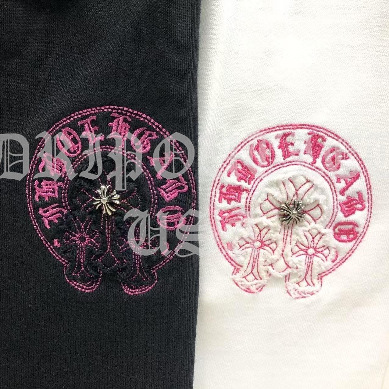 Chrome Hearts CH Logo Shorts - Black/Pink /  White/Pink