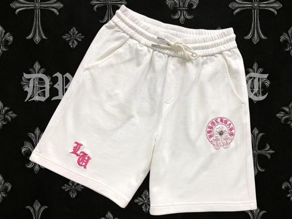 Chrome Hearts CH Logo Shorts - Black/Pink /  White/Pink