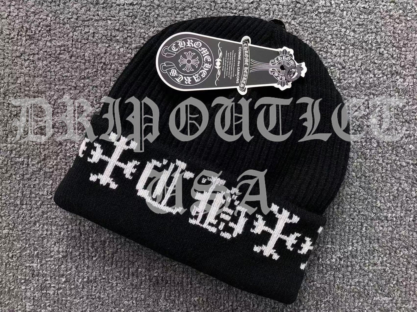 Chrome Hearts "CH" Logo Beanie Cap - Pink / White / Tan / Black / Gray