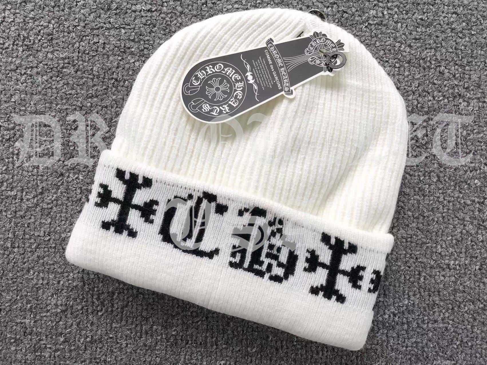 Chrome Hearts "CH" Logo Beanie Cap - Pink / White / Tan / Black / Gray