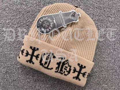 Chrome Hearts "CH" Logo Beanie Cap - Pink / White / Tan / Black / Gray